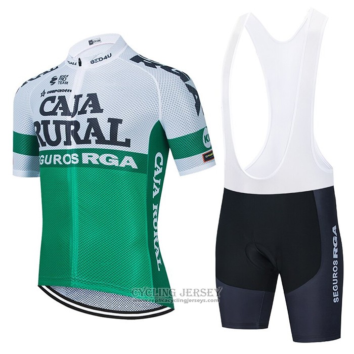 2021 Cycling Jersey Caja Rural White Green Short Sleeve And Bib Short